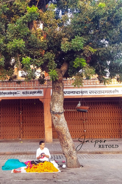 marigold flower seller jaipur wanderers walk choti chaupar